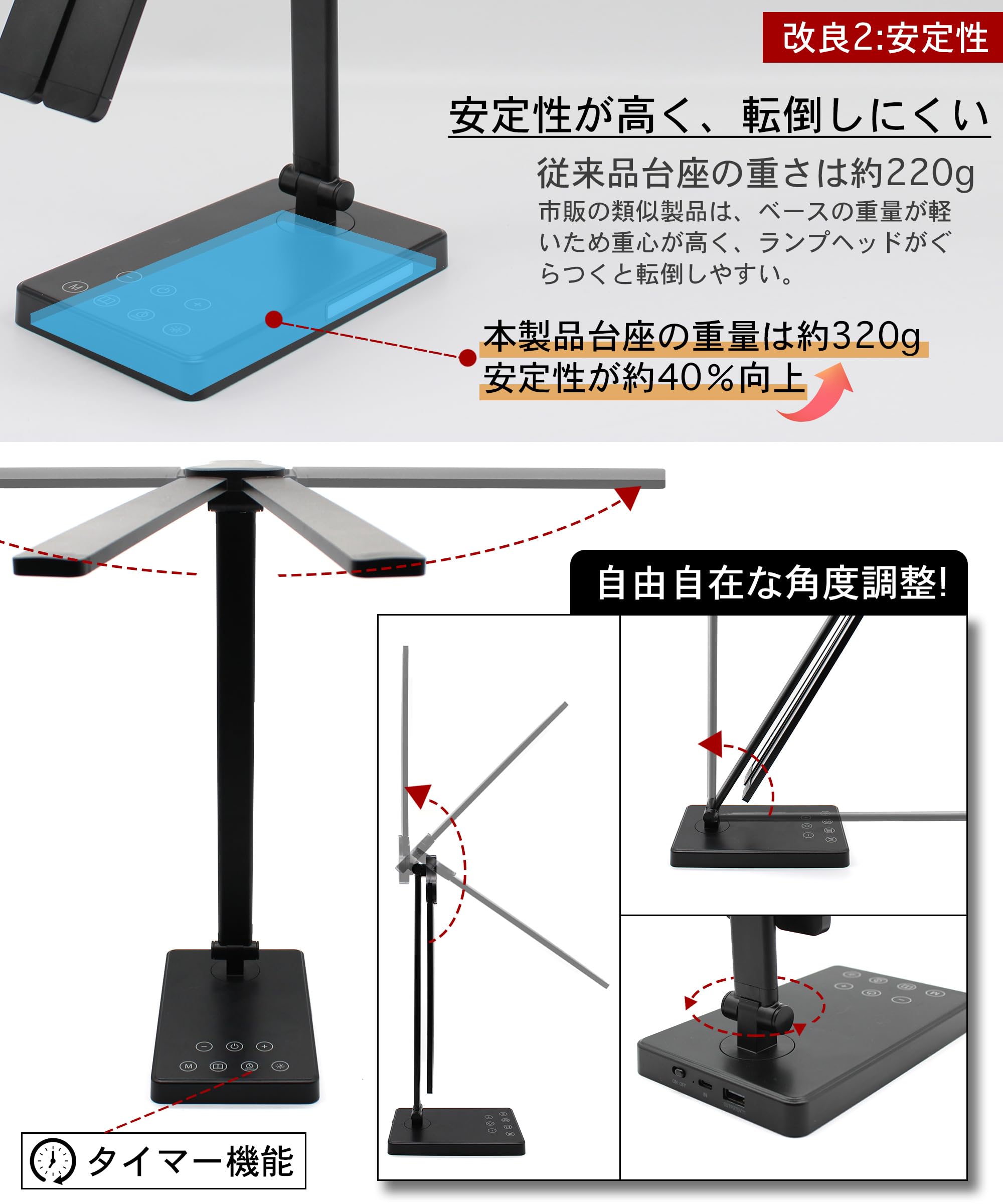 Amazon.co.jp: デスクライト led 勉強机 明るい 550lm 幅広 調色5段階